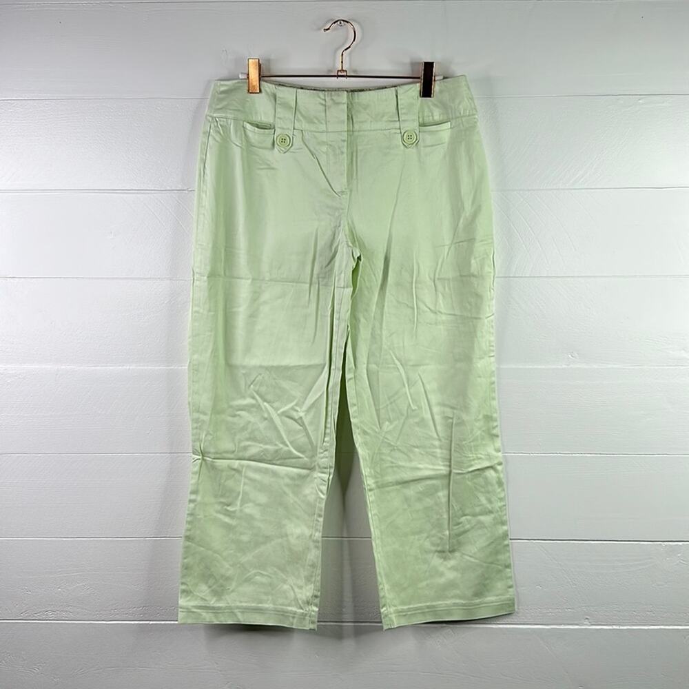 DAVID PAUL Mint‎ Green Mid Rise Wide Leg Cropped Pants Size 6